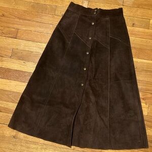 Vtg Brown Suede Skirt